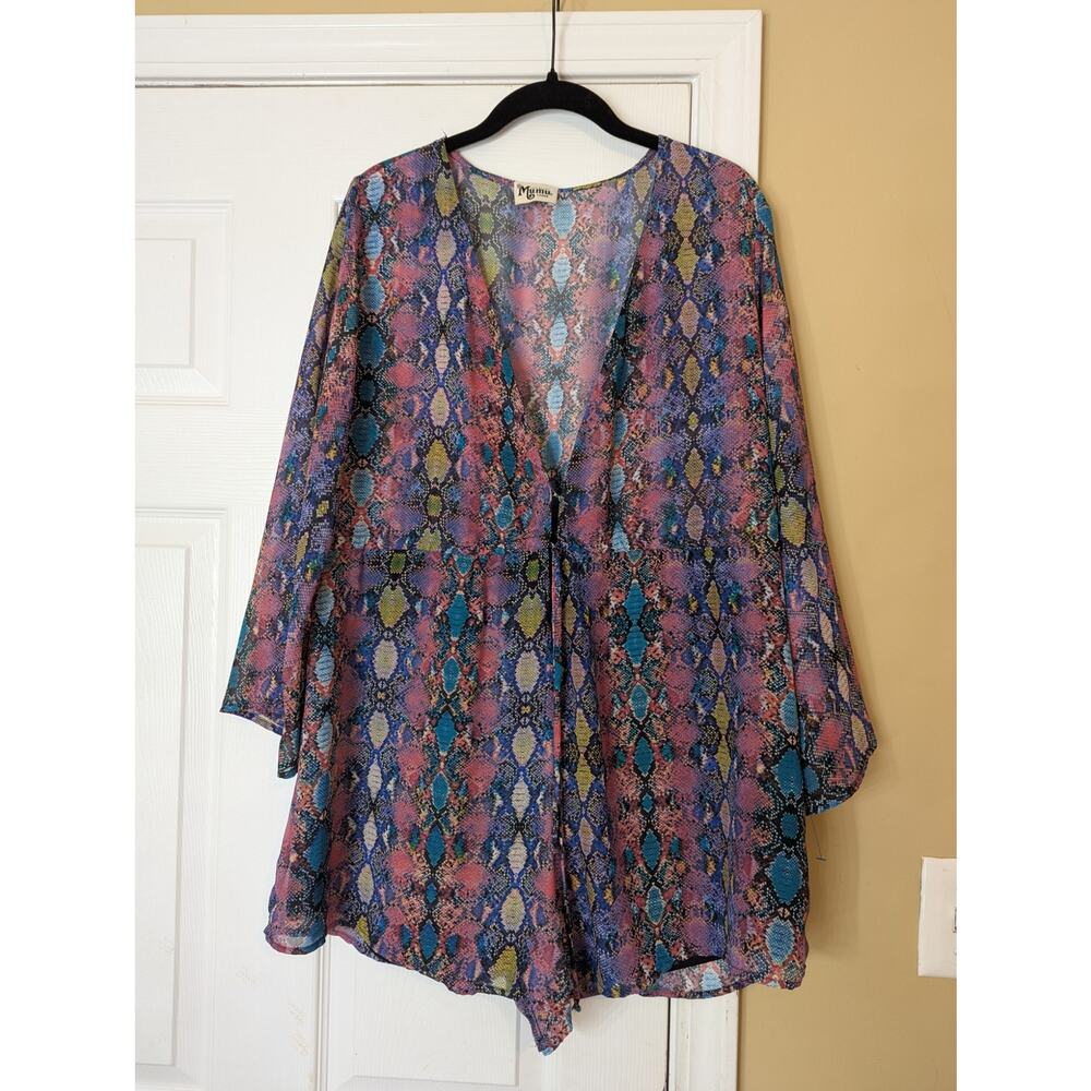 Show Me Your Mumu Snake Skin Print Shorts Romper Size Large Boho Coastal Preppy
